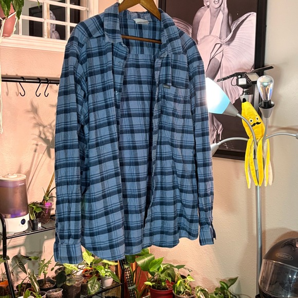 Columbia Mens Plaid Button Down Long Sleeve Casual Shirt Blue - Picture 1 of 9